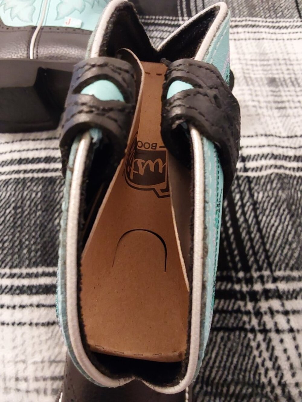 JUSTIN BOOTS GYPSY LEATHER ROUND TOE COWBOY BOOTS TURQUOISE NEW W TAGS, BEAUTY - Picture 9 of 16